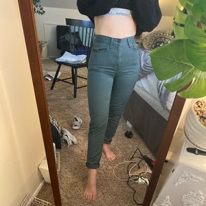 American Eagle mom jeans in emerald forest green